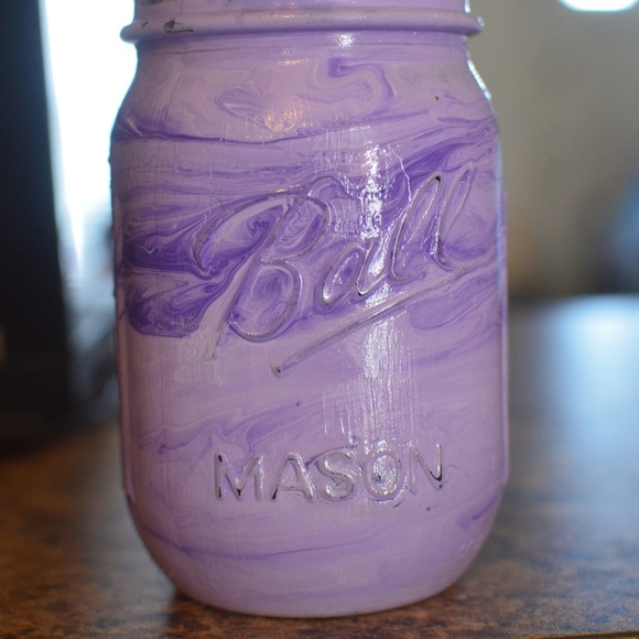 Handmade Vintage Look Marbled Mason Jar - Picture 1 of 2